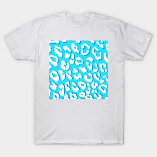 White Leopard Print Light Blue T-Shirt